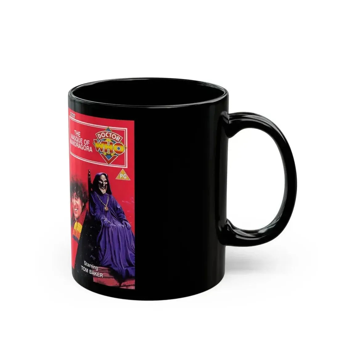 DOCTOR WHO THE MASQUE OF MANDRAGORA TOM BAKER (VHS COVER) - Black Coffee Mug - Go Mug Yourself