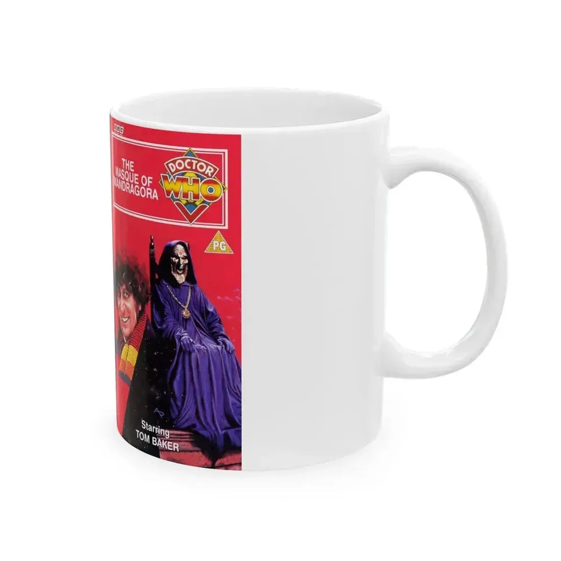 DOCTOR WHO THE MASQUE OF MANDRAGORA TOM BAKER (VHS COVER) - White Coffee Mug - Go Mug Yourself
