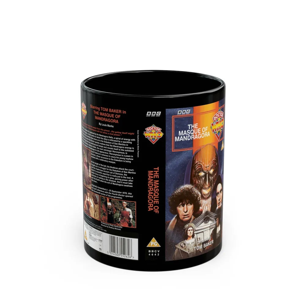 DOCTOR WHO THE MASQUE OF MANDRAGORA (VHS COVER) - Black Coffee Mug-11oz-Go Mug Yourself