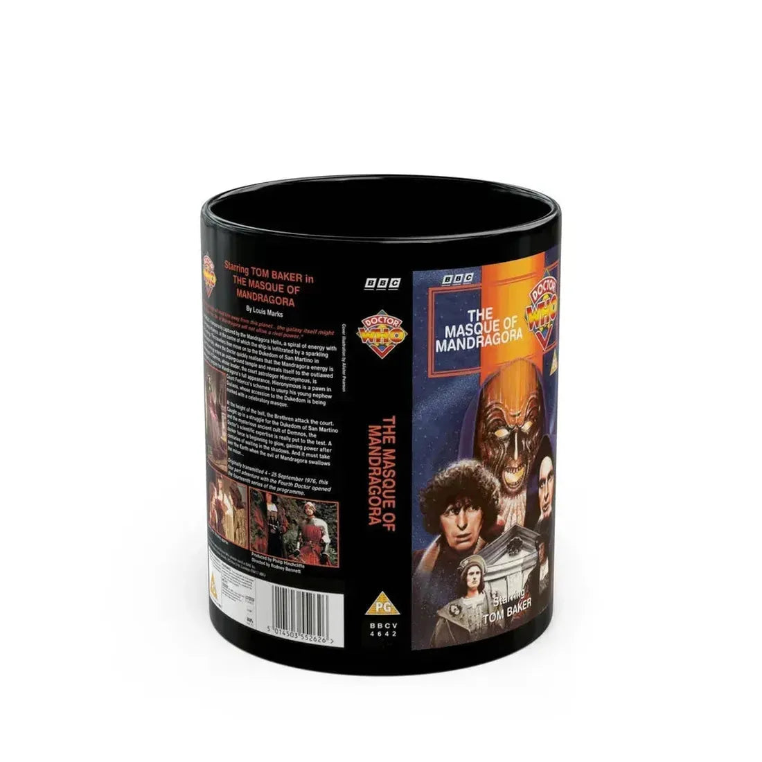 DOCTOR WHO THE MASQUE OF MANDRAGORA (VHS COVER) - Black Coffee Mug 11oz - Go Mug Yourself