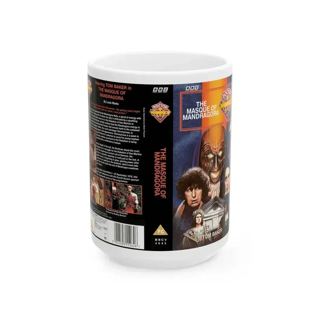 DOCTOR WHO THE MASQUE OF MANDRAGORA (VHS COVER) - White Coffee Mug 15oz - Go Mug Yourself