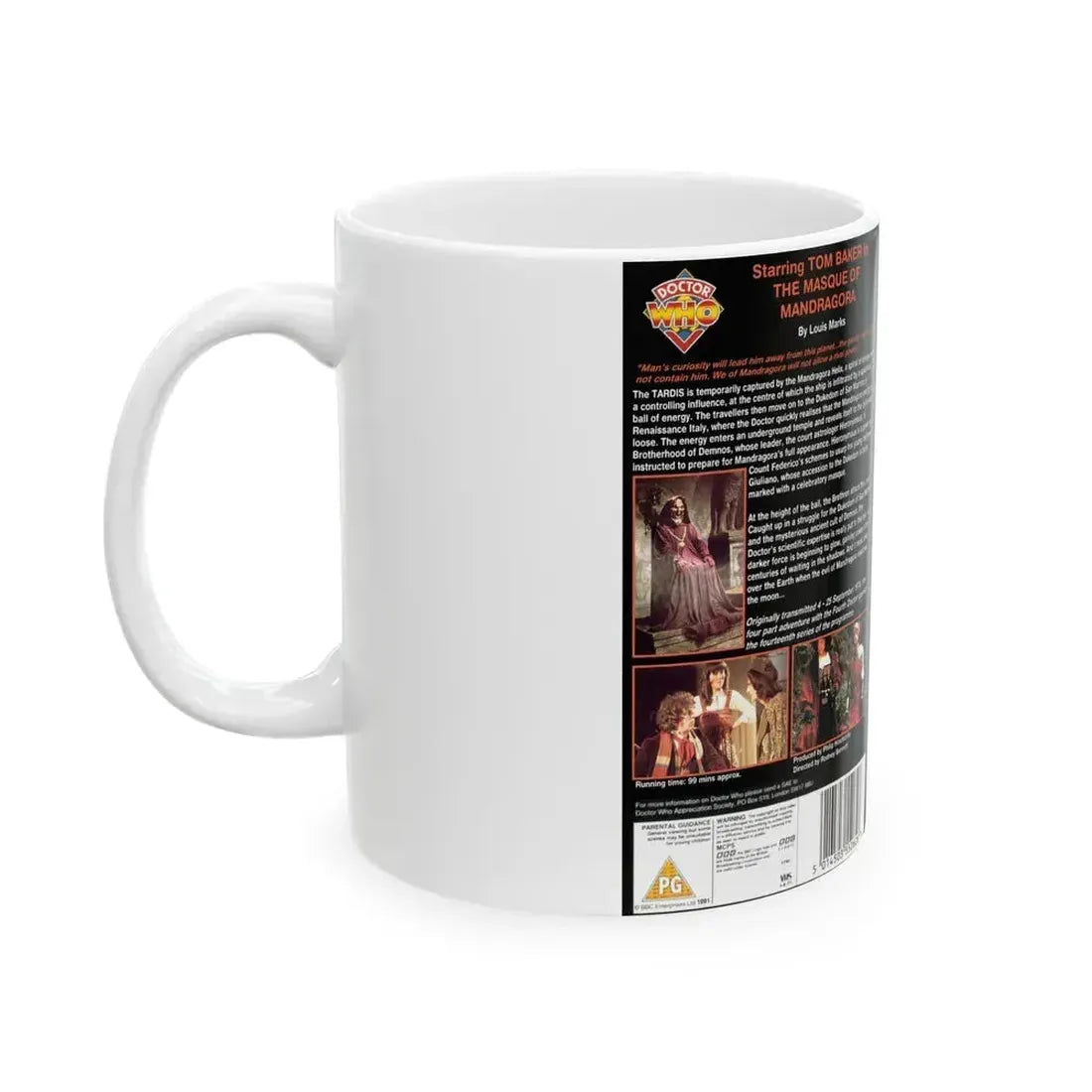 DOCTOR WHO THE MASQUE OF MANDRAGORA (VHS COVER) - White Coffee Mug - Go Mug Yourself