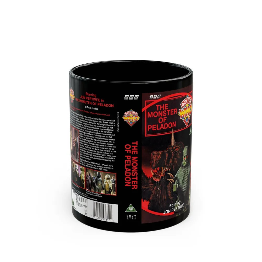 DOCTOR WHO THE MONSTER OF PELADON JON PERTWEE (VHS COVER) - Black Coffee Mug-11oz-Go Mug Yourself