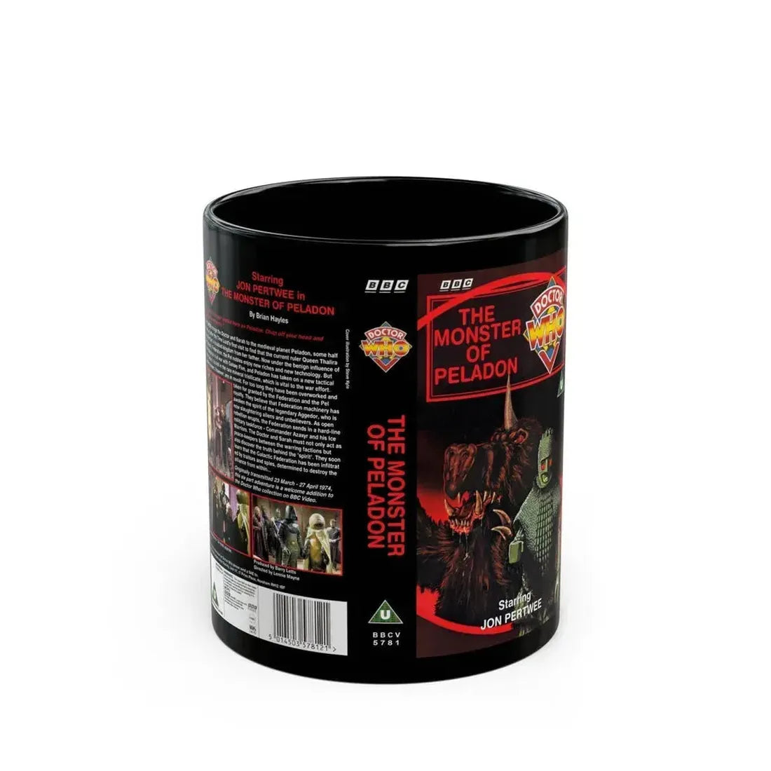 DOCTOR WHO THE MONSTER OF PELADON JON PERTWEE (VHS COVER) - Black Coffee Mug 11oz - Go Mug Yourself