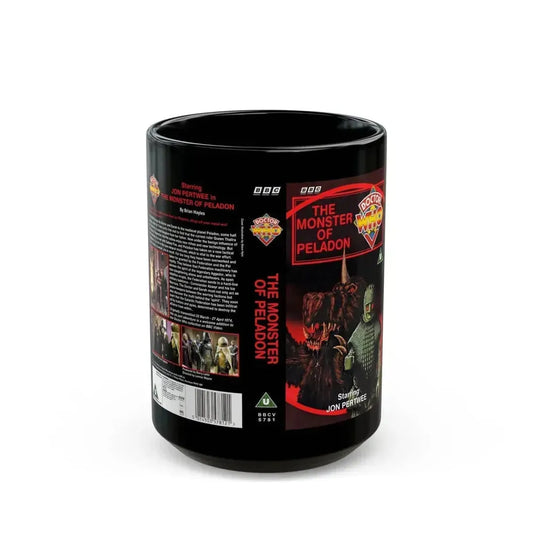 DOCTOR WHO THE MONSTER OF PELADON JON PERTWEE (VHS COVER) - Black Coffee Mug 15oz - Go Mug Yourself