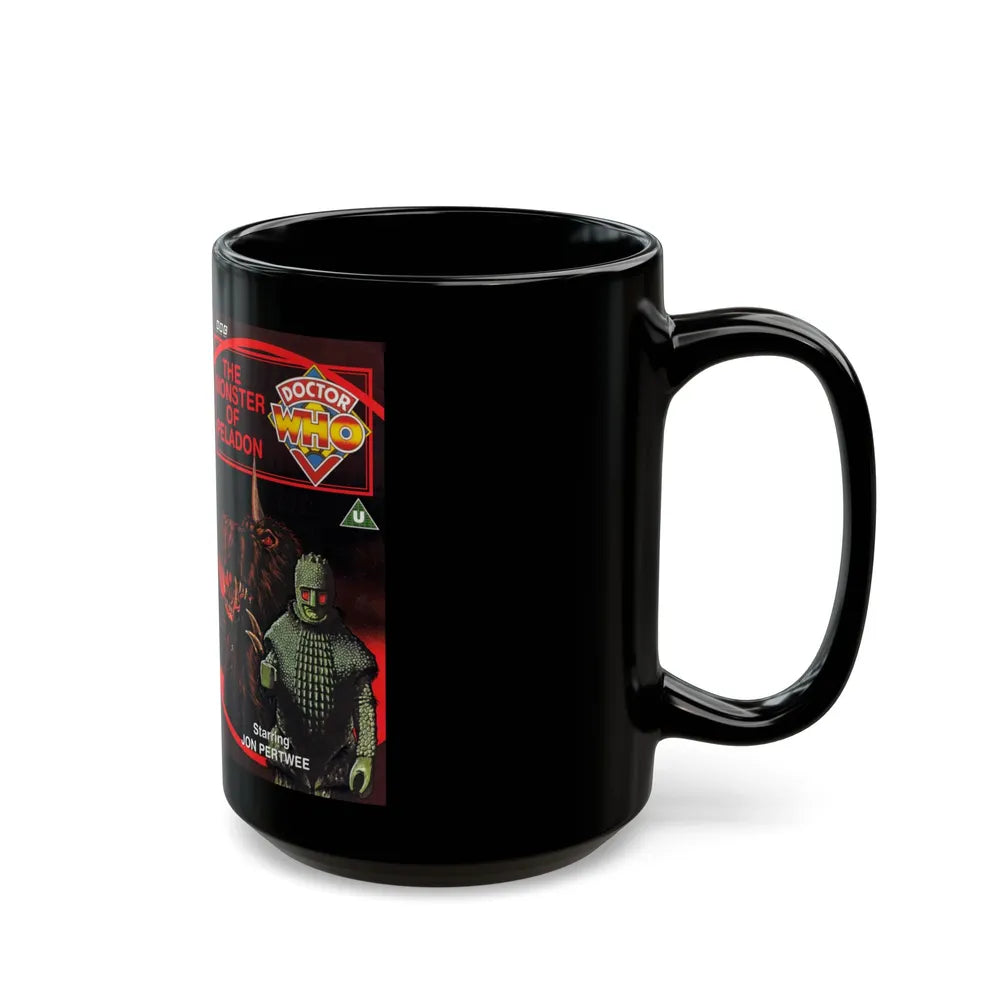 DOCTOR WHO THE MONSTER OF PELADON JON PERTWEE (VHS COVER) - Black Coffee Mug-Go Mug Yourself