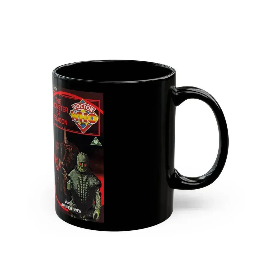 DOCTOR WHO THE MONSTER OF PELADON JON PERTWEE (VHS COVER) - Black Coffee Mug - Go Mug Yourself