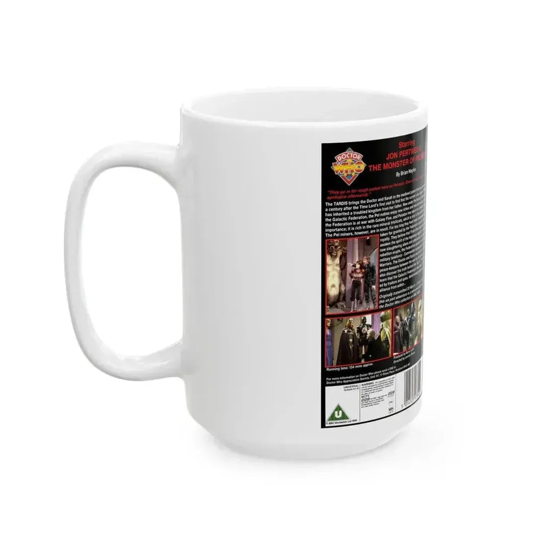 DOCTOR WHO THE MONSTER OF PELADON JON PERTWEE (VHS COVER) - White Coffee Mug - Go Mug Yourself