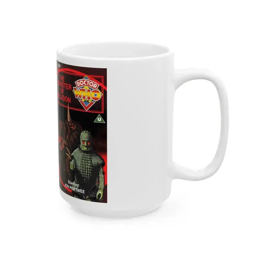 DOCTOR WHO THE MONSTER OF PELADON JON PERTWEE (VHS COVER) - White Coffee Mug - Go Mug Yourself