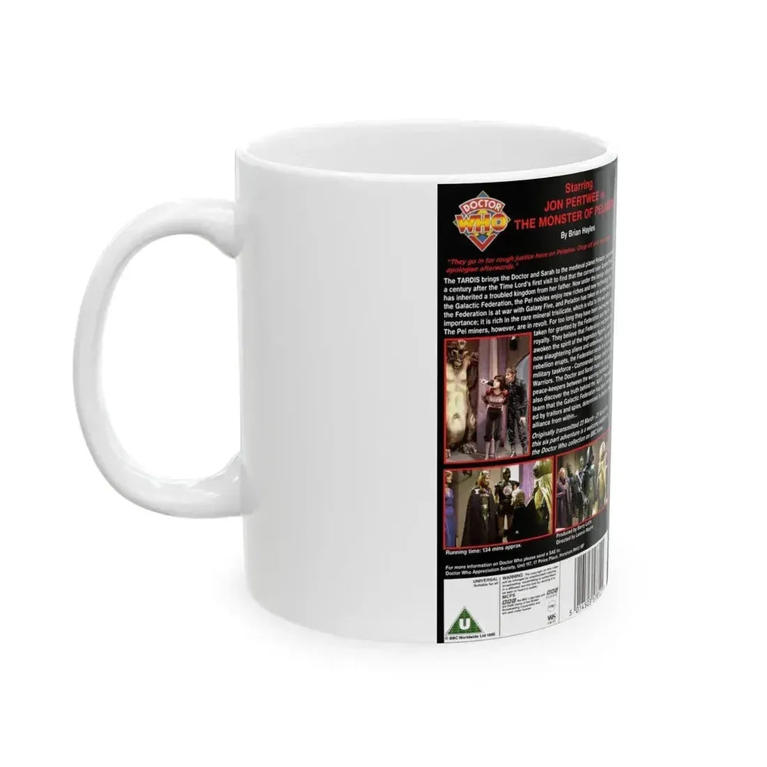 DOCTOR WHO THE MONSTER OF PELADON JON PERTWEE (VHS COVER) - White Coffee Mug - Go Mug Yourself