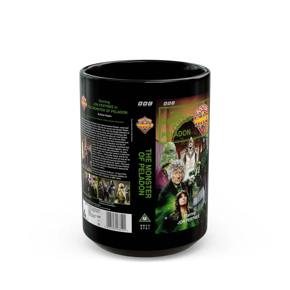 DOCTOR WHO THE MONSTER OF PELADON (VHS COVER) - Black Coffee Mug-15oz-Go Mug Yourself