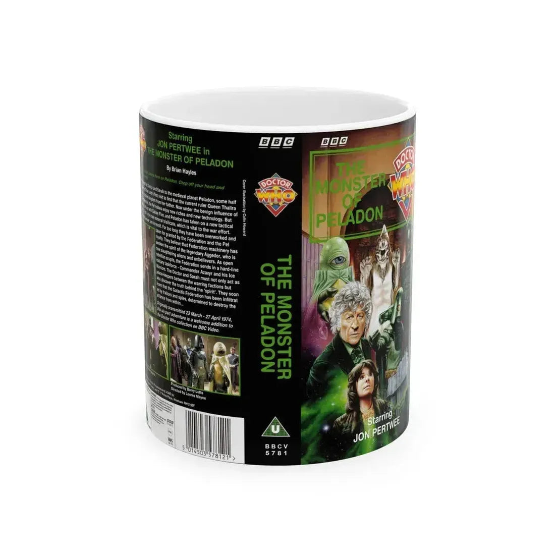 DOCTOR WHO THE MONSTER OF PELADON (VHS COVER) - White Coffee Mug 11oz - Go Mug Yourself