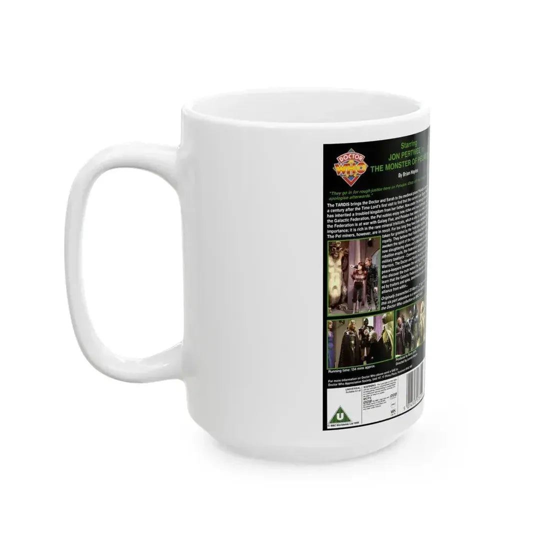 DOCTOR WHO THE MONSTER OF PELADON (VHS COVER) - White Coffee Mug - Go Mug Yourself