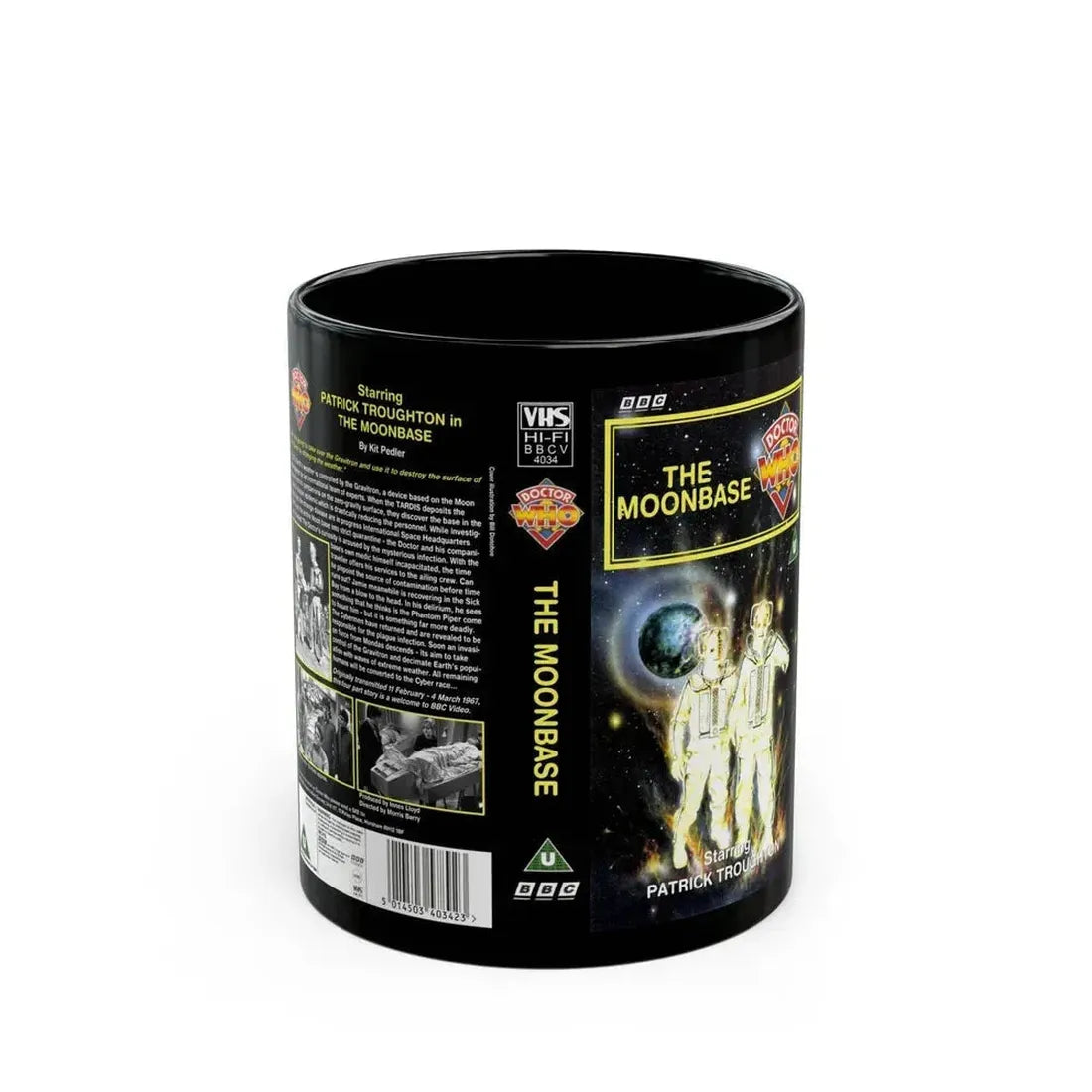 DOCTOR WHO THE MOONBASE (VHS COVER) - Black Coffee Mug 11oz - Go Mug Yourself