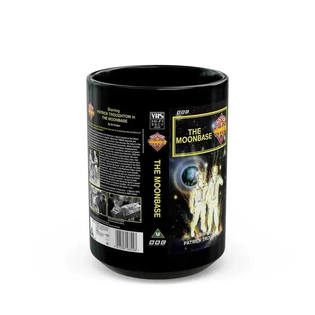 DOCTOR WHO THE MOONBASE (VHS COVER) - Black Coffee Mug 15oz - Go Mug Yourself
