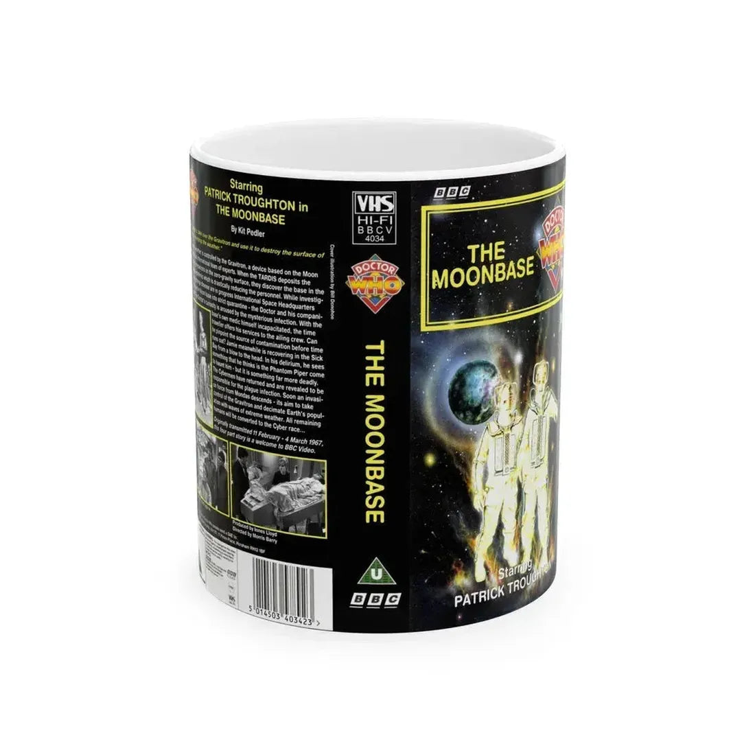 DOCTOR WHO THE MOONBASE (VHS COVER) - White Coffee Mug 11oz - Go Mug Yourself