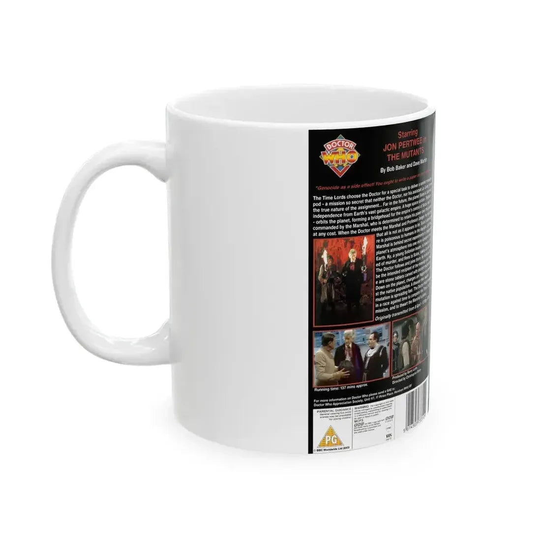 DOCTOR WHO THE MUTANTS (VHS COVER) - White Coffee Mug - Go Mug Yourself