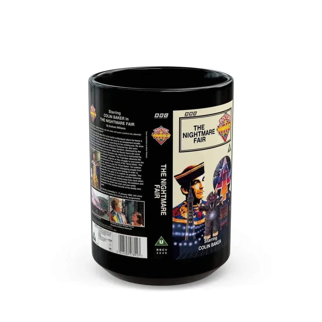 DOCTOR WHO THE NIGHTMARE FAIR (VHS COVER) - Black Coffee Mug 15oz - Go Mug Yourself