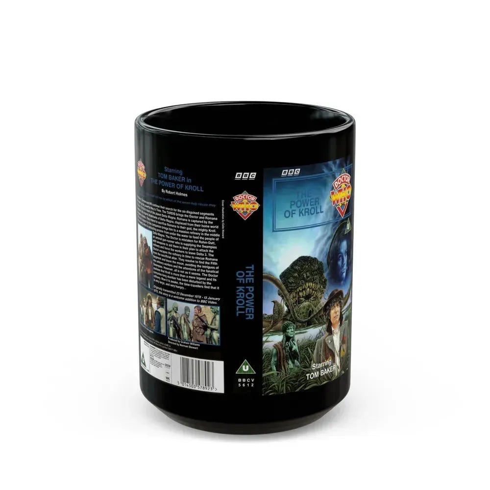 DOCTOR WHO THE POWER OF KROLL (VHS COVER) - Black Coffee Mug 15oz - Go Mug Yourself