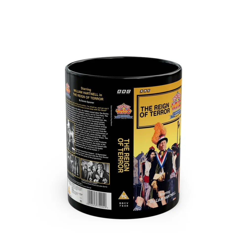 DOCTOR WHO THE REIGN OF TERROR (VHS COVER) - Black Coffee Mug-11oz-Go Mug Yourself