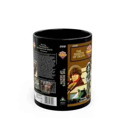 DOCTOR WHO THE ROBOTS OF DEATH (VHS COVER) - Black Coffee Mug 11oz - Go Mug Yourself