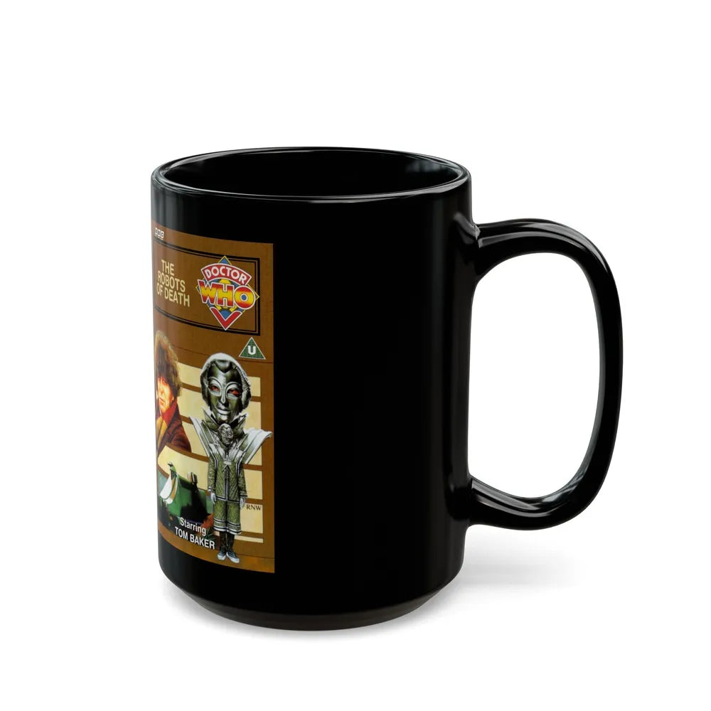 DOCTOR WHO THE ROBOTS OF DEATH (VHS COVER) - Black Coffee Mug-Go Mug Yourself