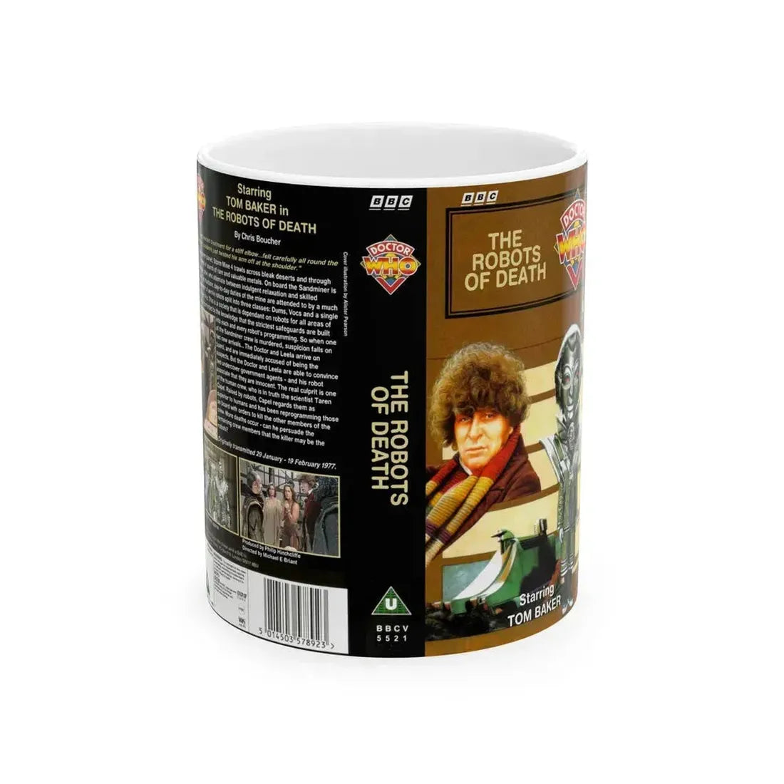 DOCTOR WHO THE ROBOTS OF DEATH (VHS COVER) - White Coffee Mug 11oz - Go Mug Yourself