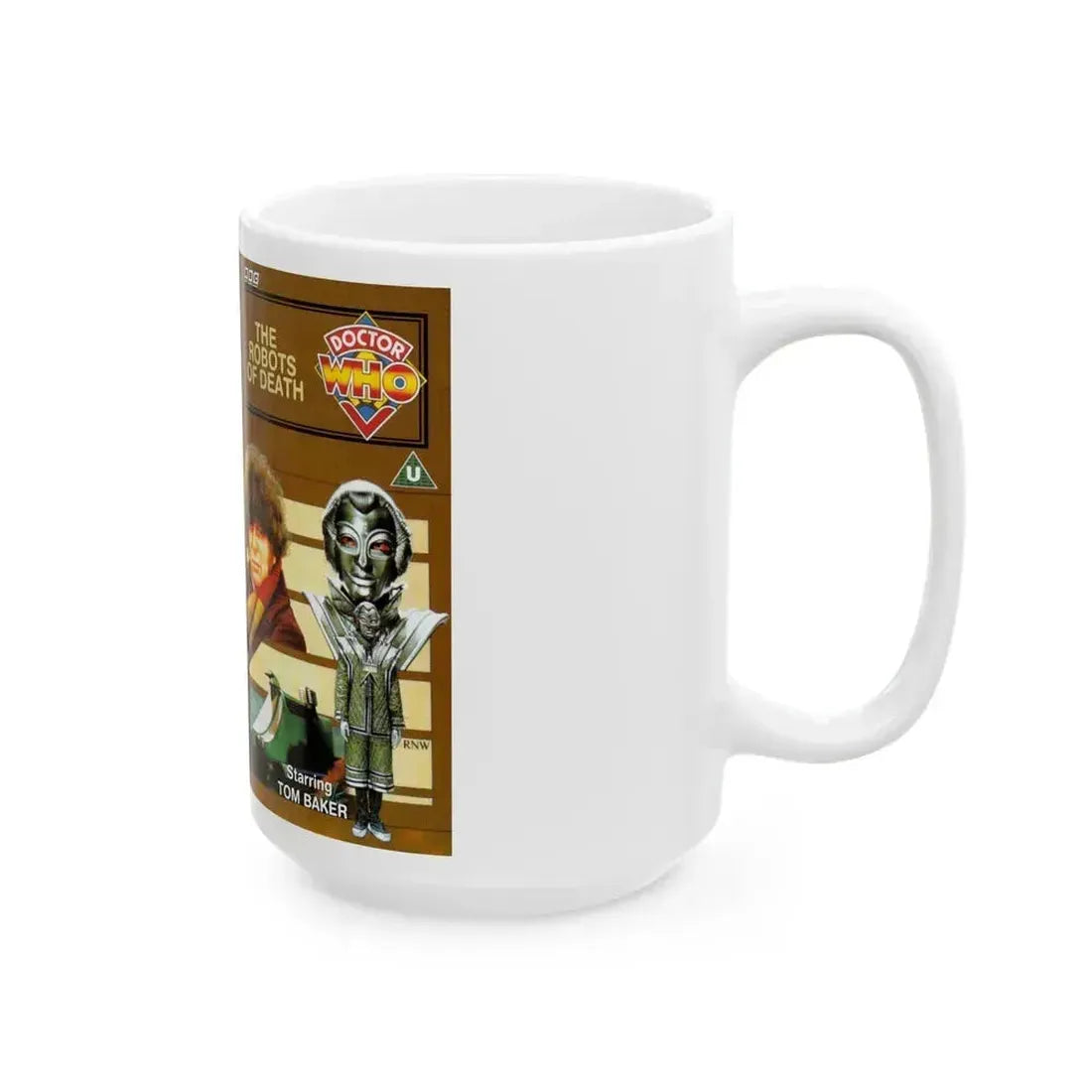 DOCTOR WHO THE ROBOTS OF DEATH (VHS COVER) - White Coffee Mug - Go Mug Yourself