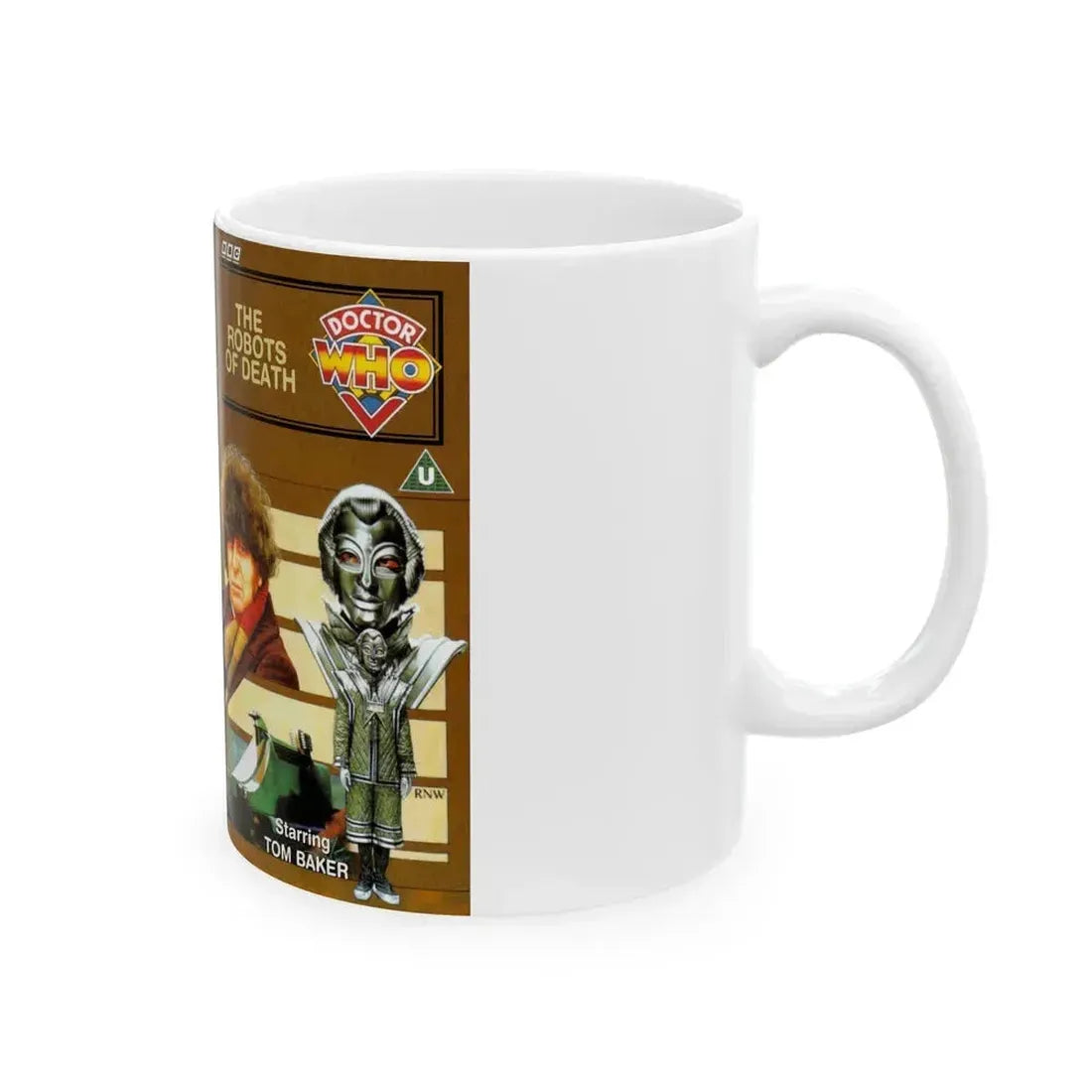 DOCTOR WHO THE ROBOTS OF DEATH (VHS COVER) - White Coffee Mug - Go Mug Yourself