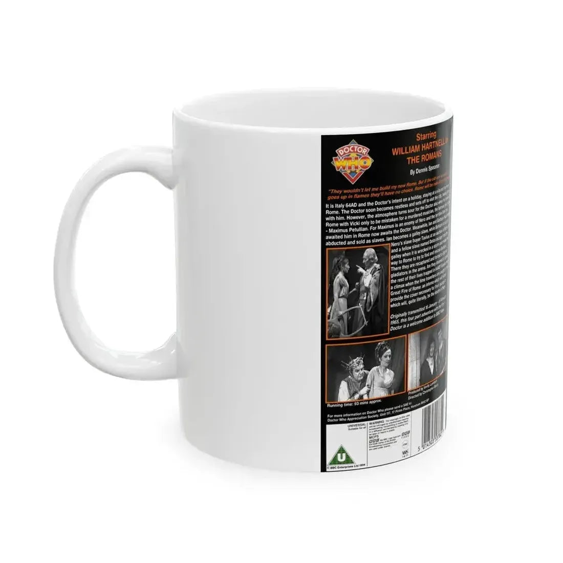 DOCTOR WHO THE ROMANS (VHS COVER) - White Coffee Mug - Go Mug Yourself