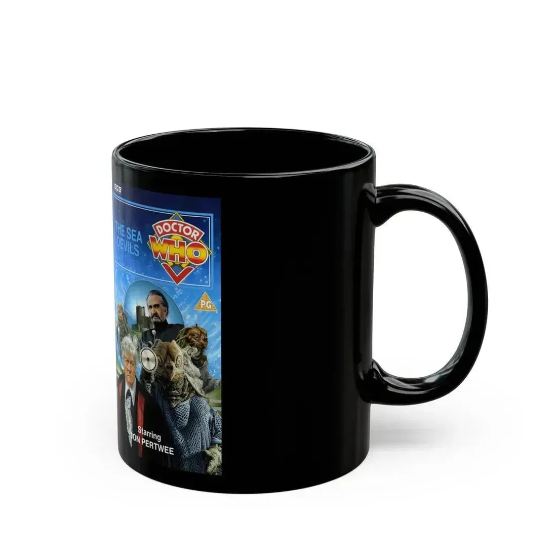 DOCTOR WHO THE SEA DEVILS (VHS COVER) - Black Coffee Mug - Go Mug Yourself