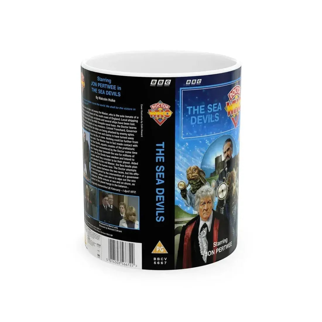 DOCTOR WHO THE SEA DEVILS (VHS COVER) - White Coffee Mug 11oz - Go Mug Yourself