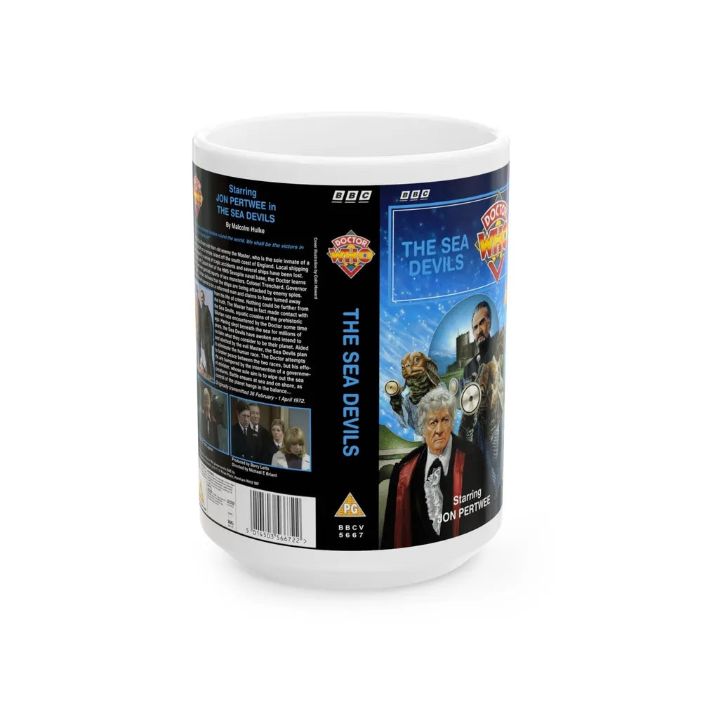 DOCTOR WHO THE SEA DEVILS (VHS COVER) - White Coffee Mug-15oz-Go Mug Yourself