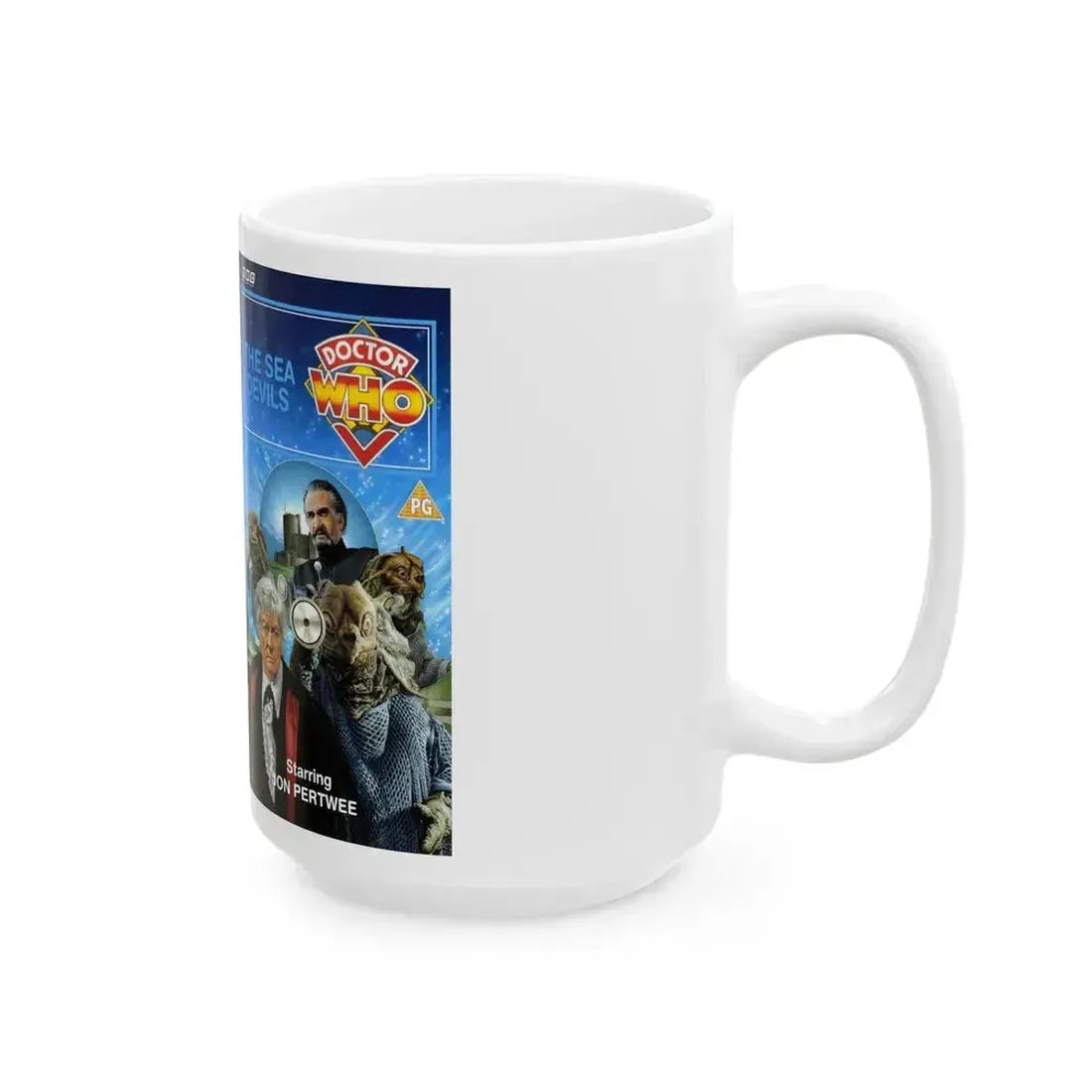 DOCTOR WHO THE SEA DEVILS (VHS COVER) - White Coffee Mug - Go Mug Yourself