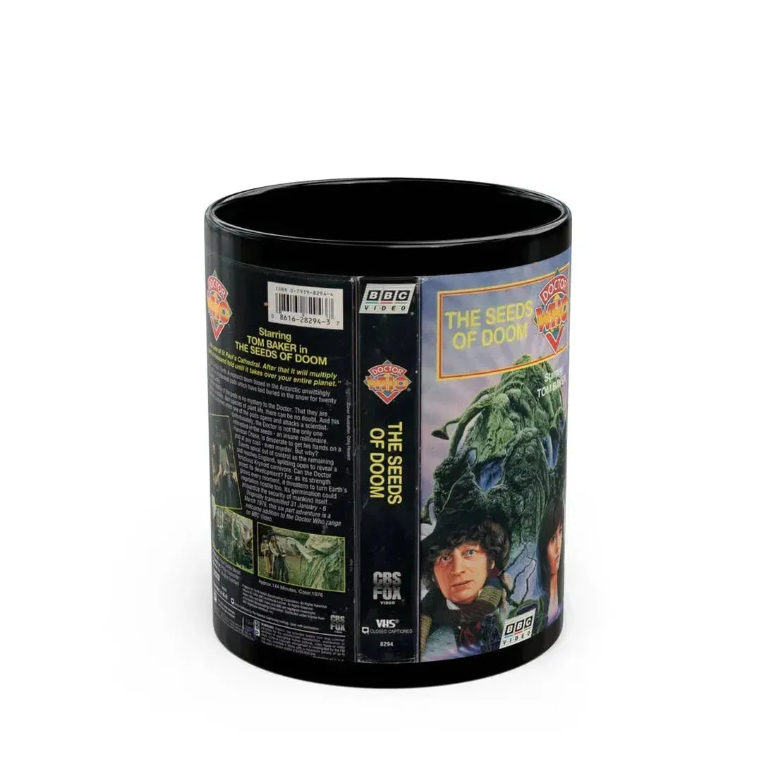 DOCTOR WHO THE SEEDS OF DOOM (VHS COVER) - Black Coffee Mug 11oz - Go Mug Yourself