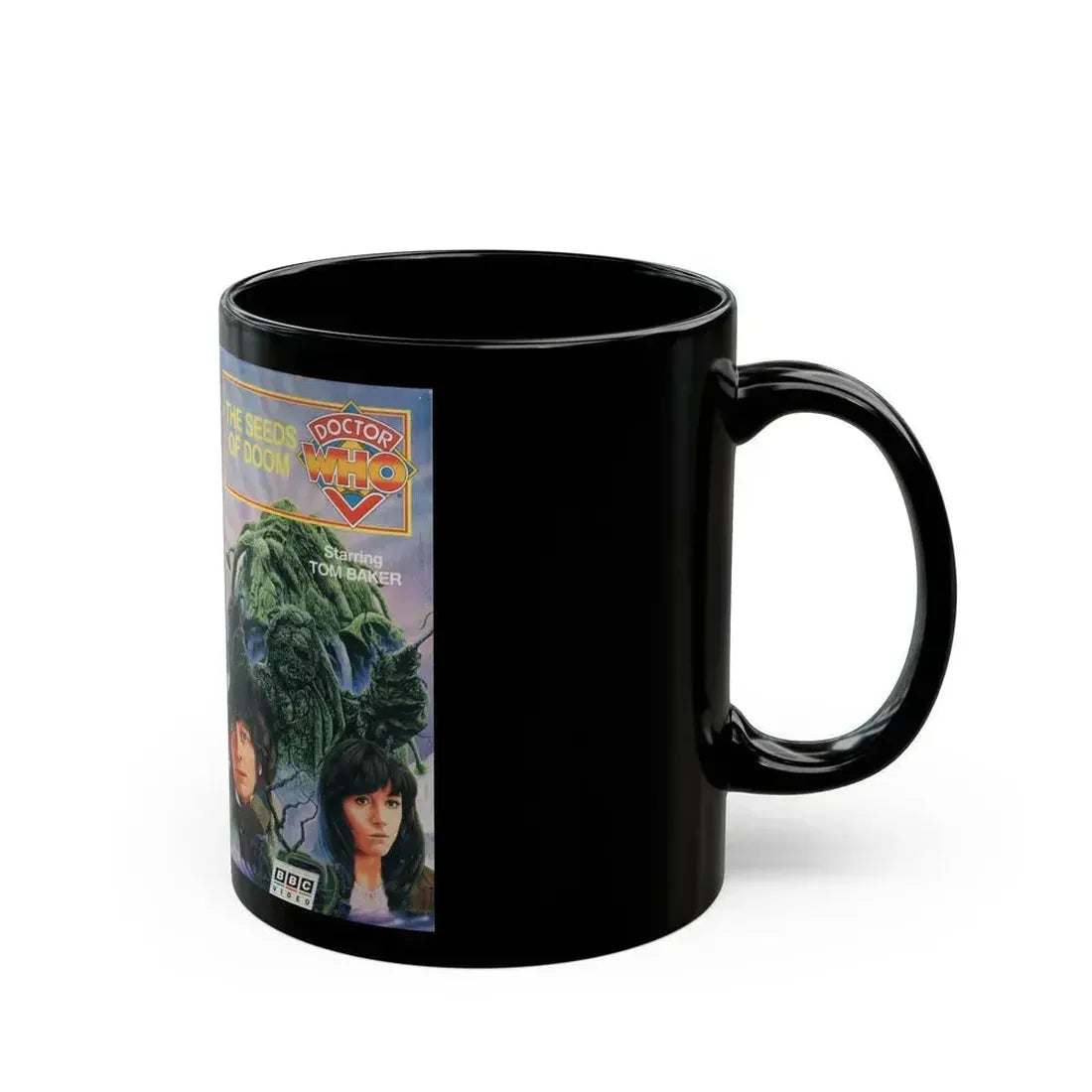 DOCTOR WHO THE SEEDS OF DOOM (VHS COVER) - Black Coffee Mug - Go Mug Yourself