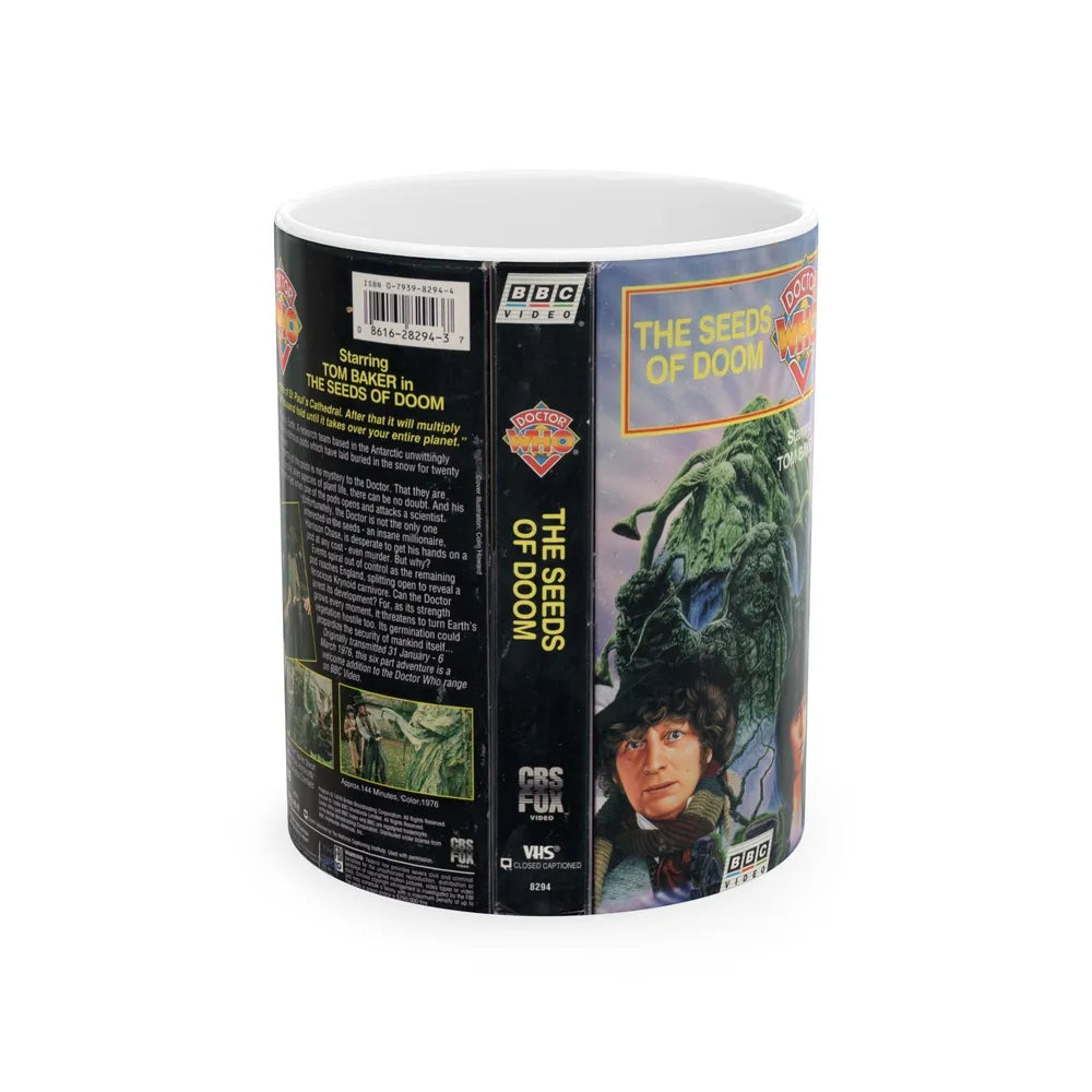 DOCTOR WHO THE SEEDS OF DOOM (VHS COVER) - White Coffee Mug-11oz-Go Mug Yourself