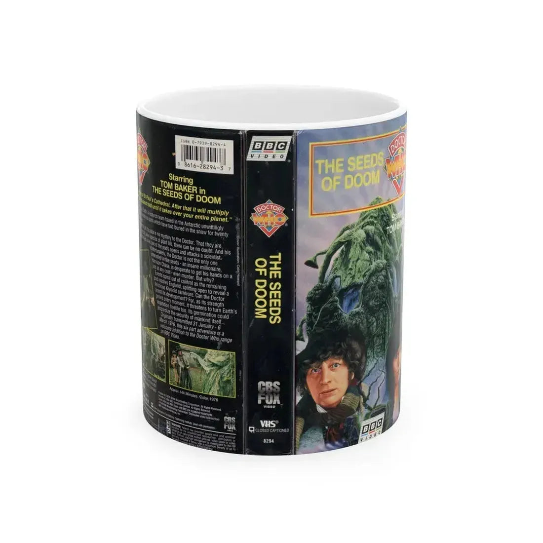 DOCTOR WHO THE SEEDS OF DOOM (VHS COVER) - White Coffee Mug 11oz - Go Mug Yourself