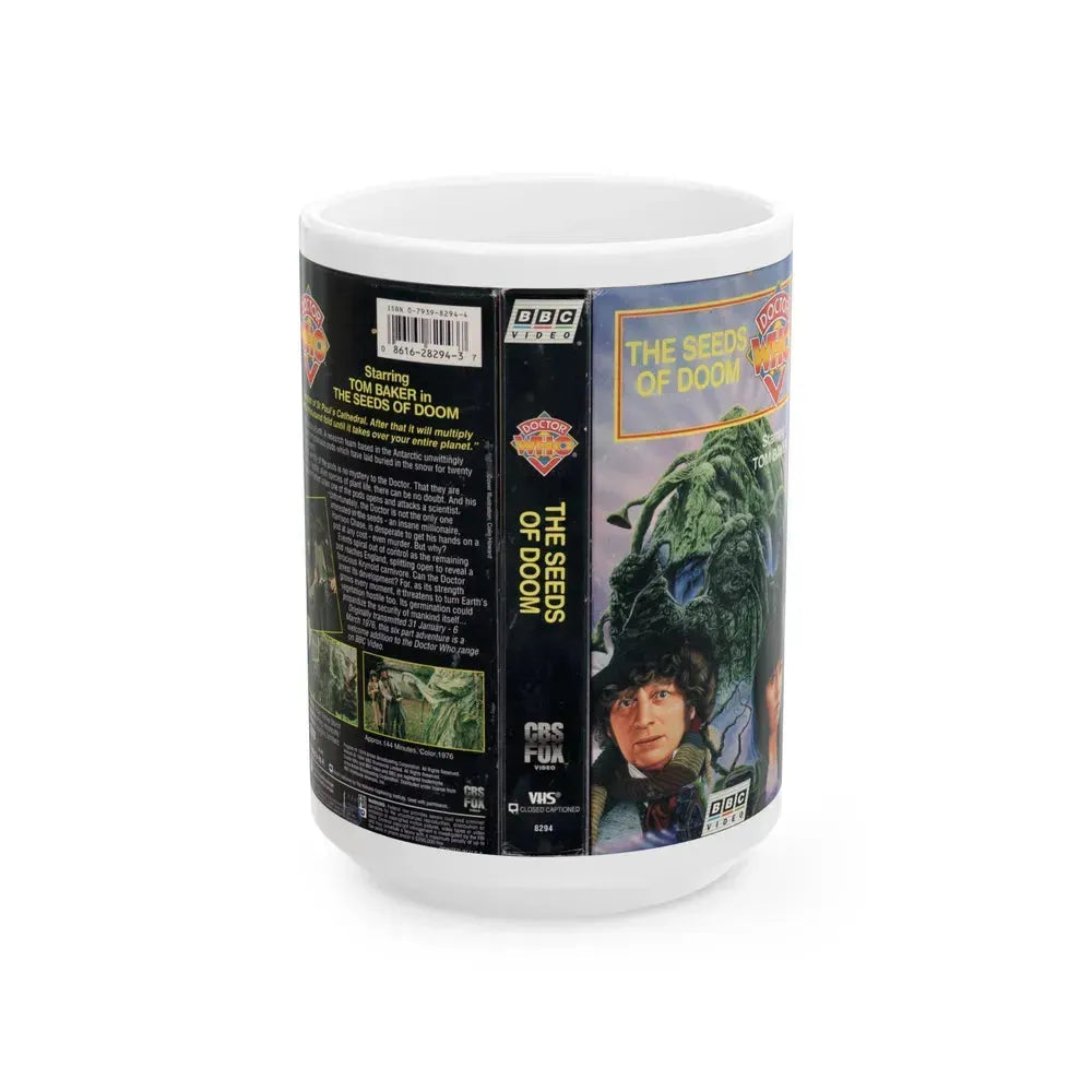 DOCTOR WHO THE SEEDS OF DOOM (VHS COVER) - White Coffee Mug 15oz - Go Mug Yourself