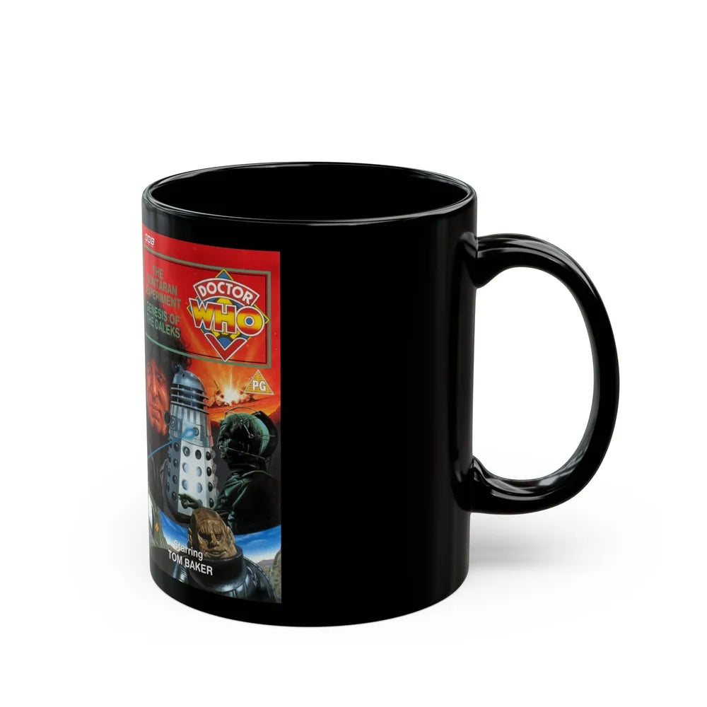 DOCTOR WHO THE SONTARAN EXPERIMENT AND DENESIS OF THE DALEKS (VHS COVER) - Black Coffee Mug-Go Mug Yourself