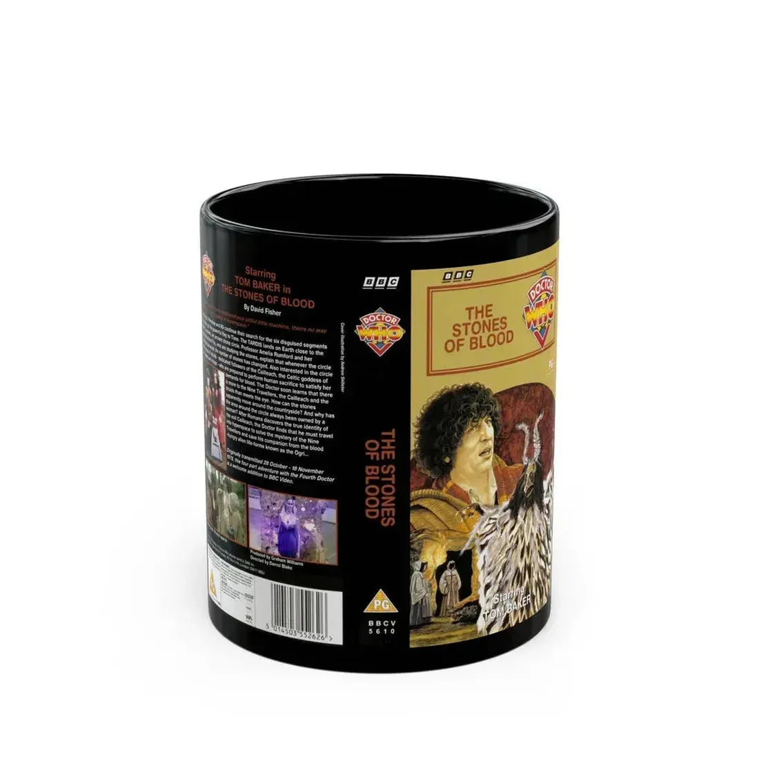 DOCTOR WHO THE STONES OF BLOOD (VHS COVER) - Black Coffee Mug 11oz - Go Mug Yourself