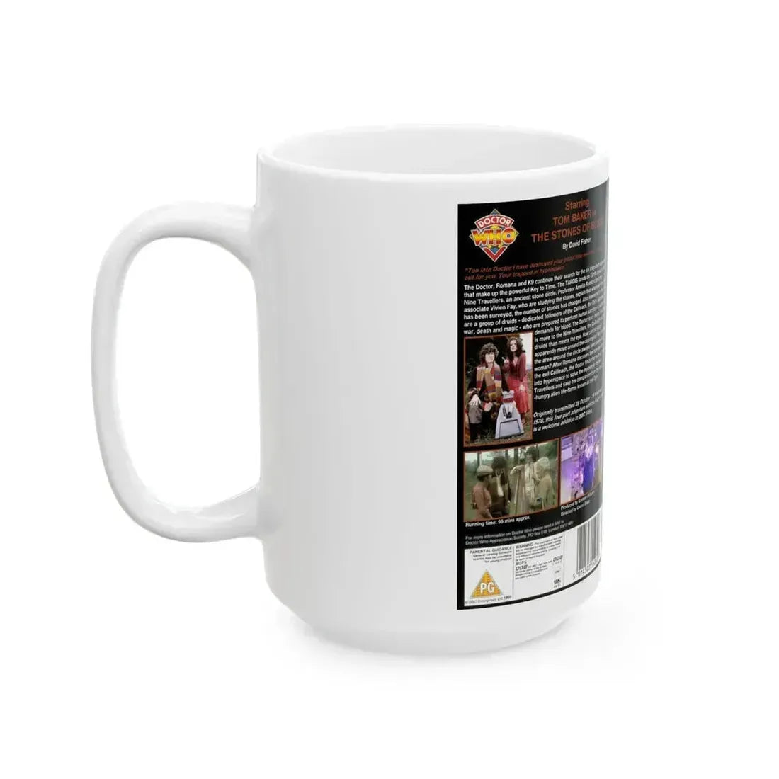 DOCTOR WHO THE STONES OF BLOOD (VHS COVER) - White Coffee Mug - Go Mug Yourself