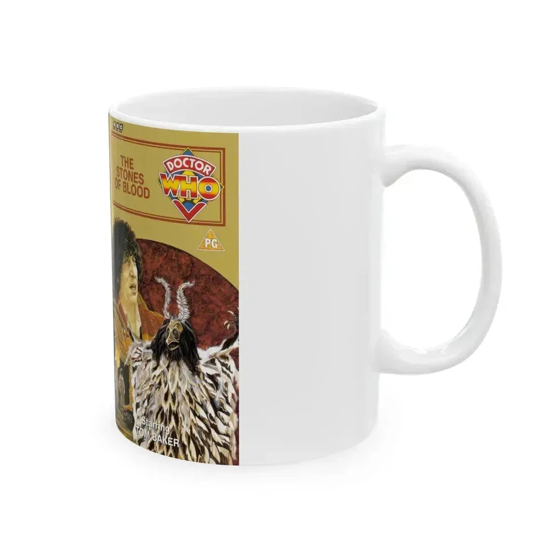 DOCTOR WHO THE STONES OF BLOOD (VHS COVER) - White Coffee Mug - Go Mug Yourself