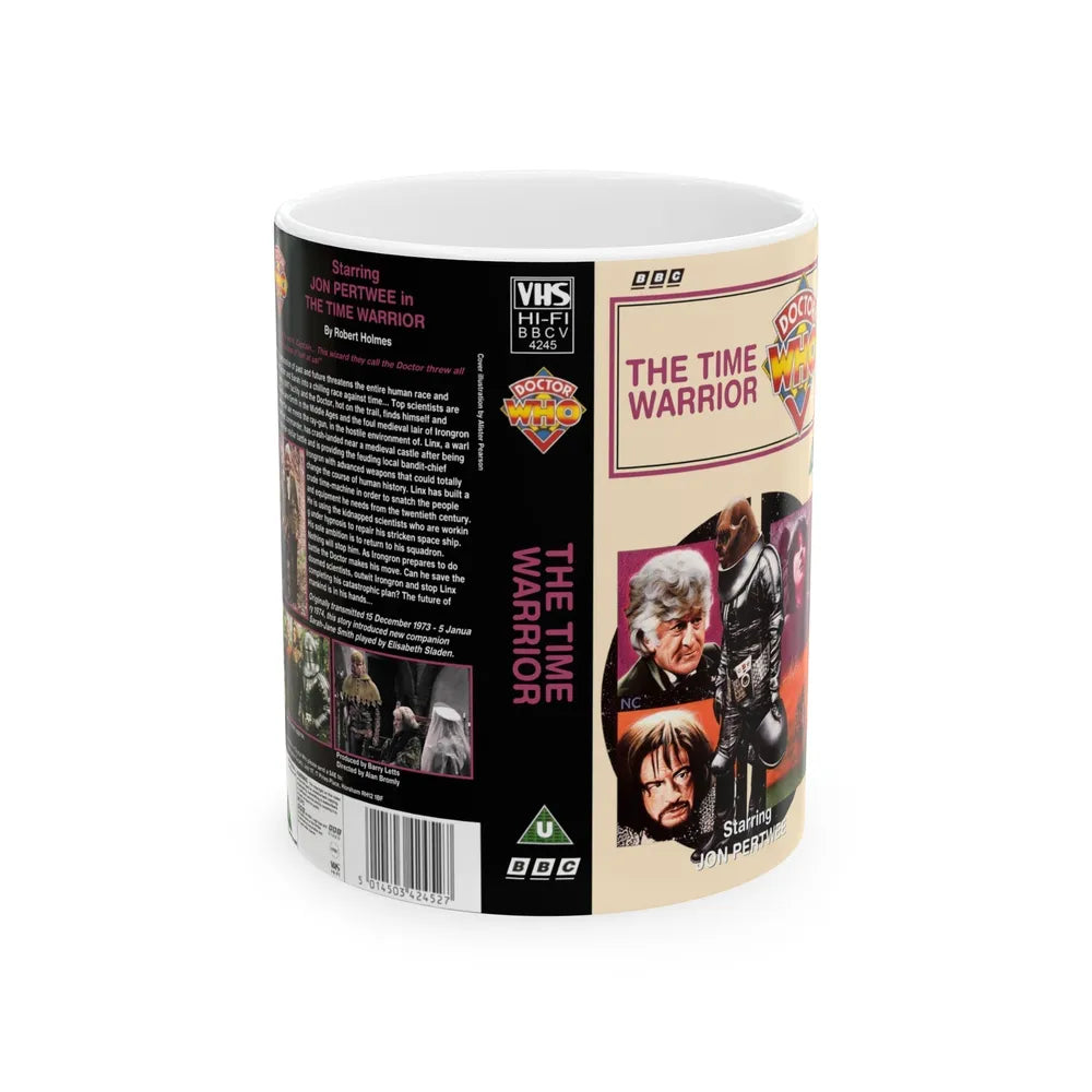 DOCTOR WHO THE TIME WARRIOR (VHS COVER) - White Coffee Mug-11oz-Go Mug Yourself