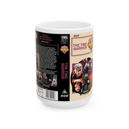 DOCTOR WHO THE TIME WARRIOR (VHS COVER) - White Coffee Mug-15oz-Go Mug Yourself