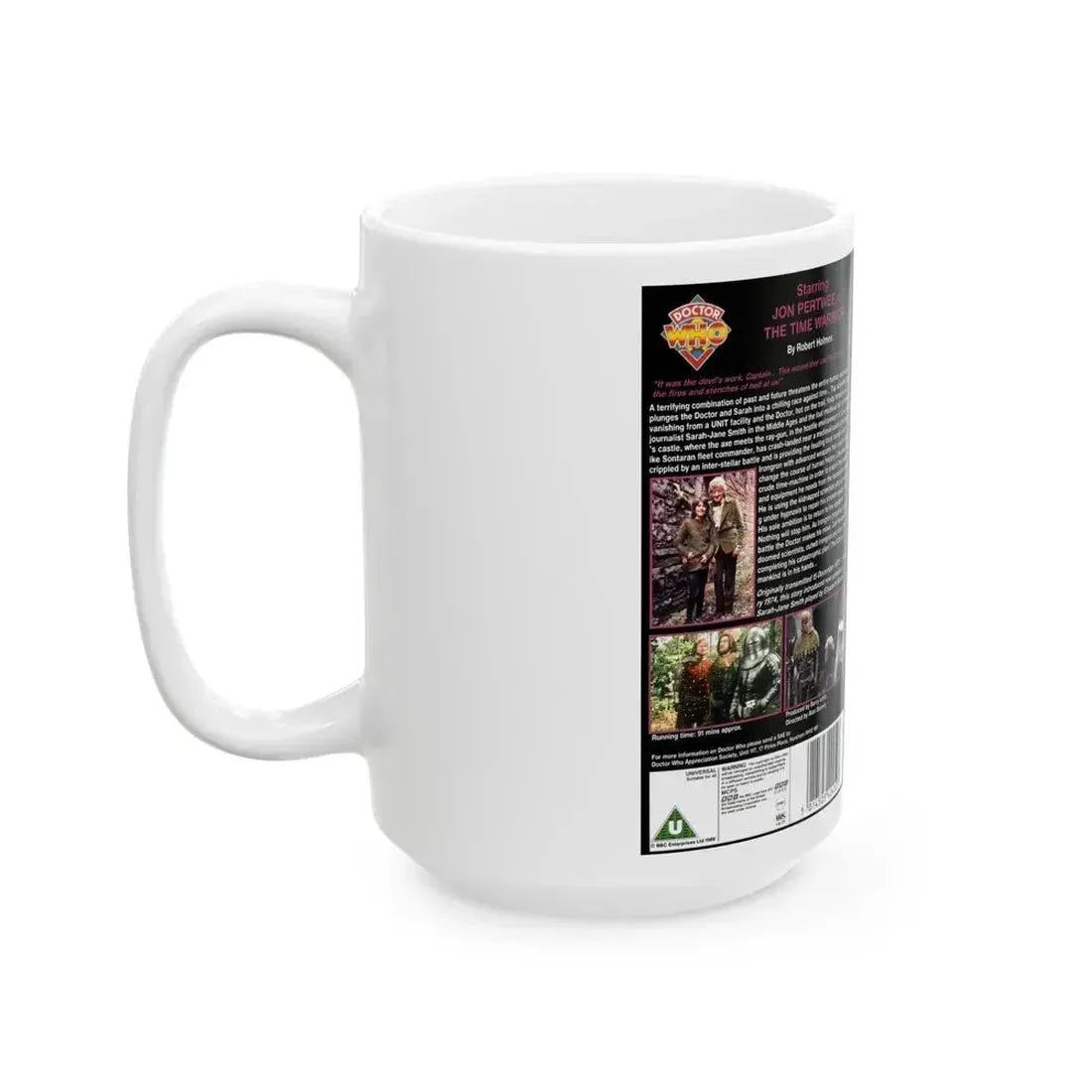 DOCTOR WHO THE TIME WARRIOR (VHS COVER) - White Coffee Mug - Go Mug Yourself
