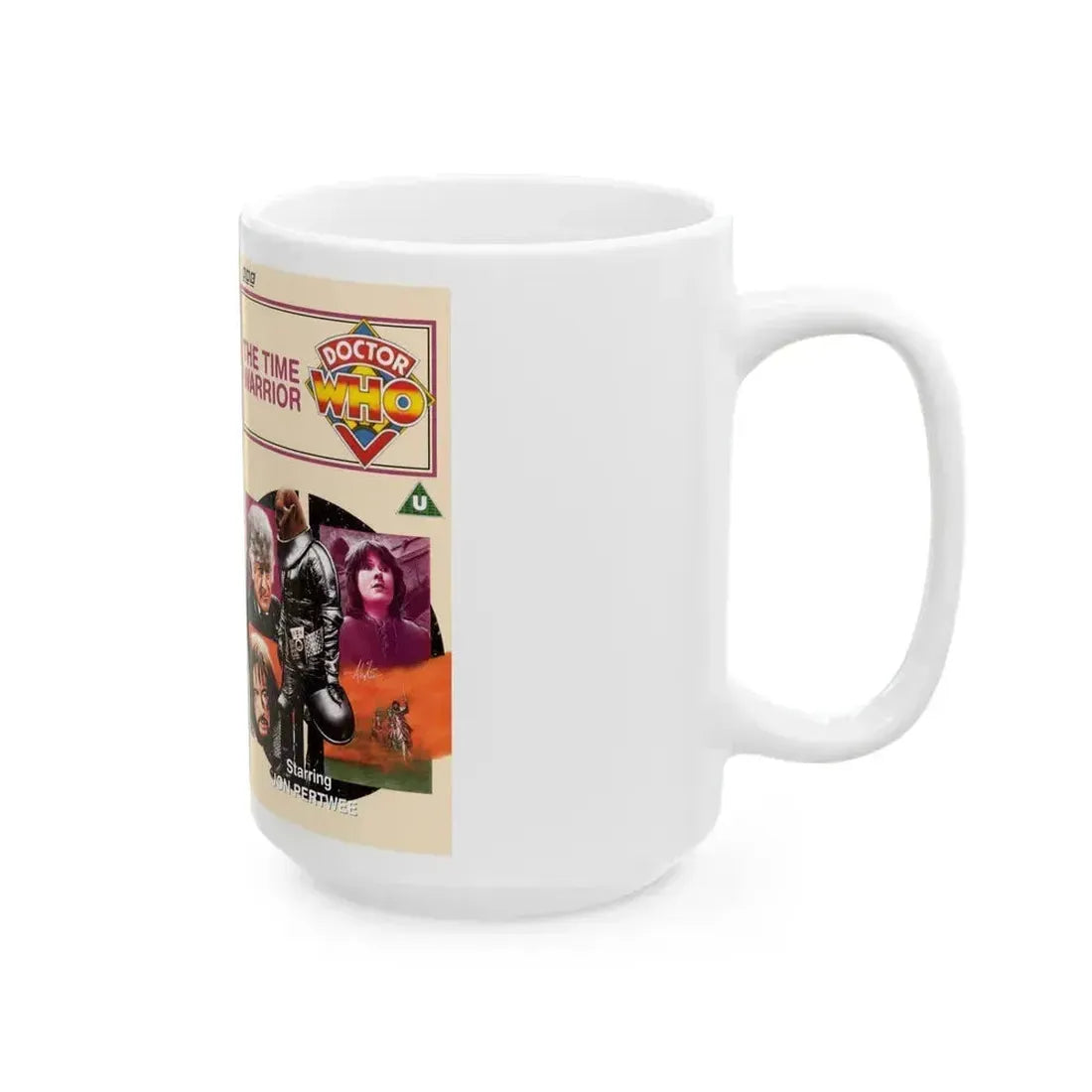 DOCTOR WHO THE TIME WARRIOR (VHS COVER) - White Coffee Mug - Go Mug Yourself