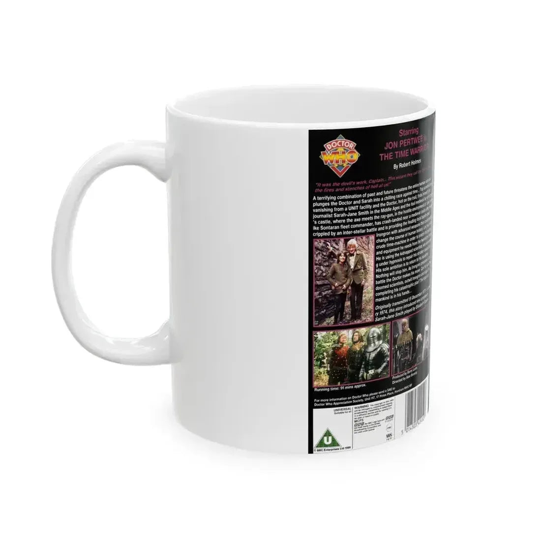 DOCTOR WHO THE TIME WARRIOR (VHS COVER) - White Coffee Mug - Go Mug Yourself