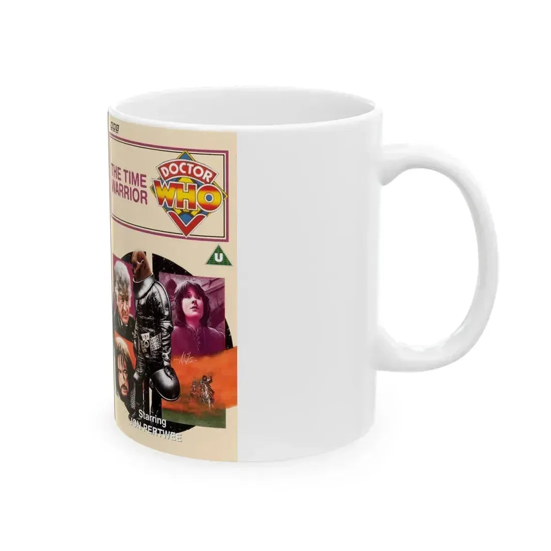 DOCTOR WHO THE TIME WARRIOR (VHS COVER) - White Coffee Mug - Go Mug Yourself