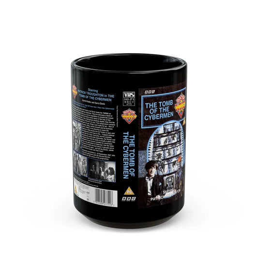 DOCTOR WHO THE TOMB OF THE CYBERMEN (VHS COVER) - Black Coffee Mug-15oz-Go Mug Yourself